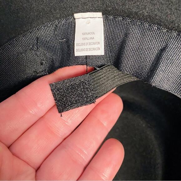 Women’s Black Fedora 100% Wool Hat Adjustable OS - Picture 6 of 8